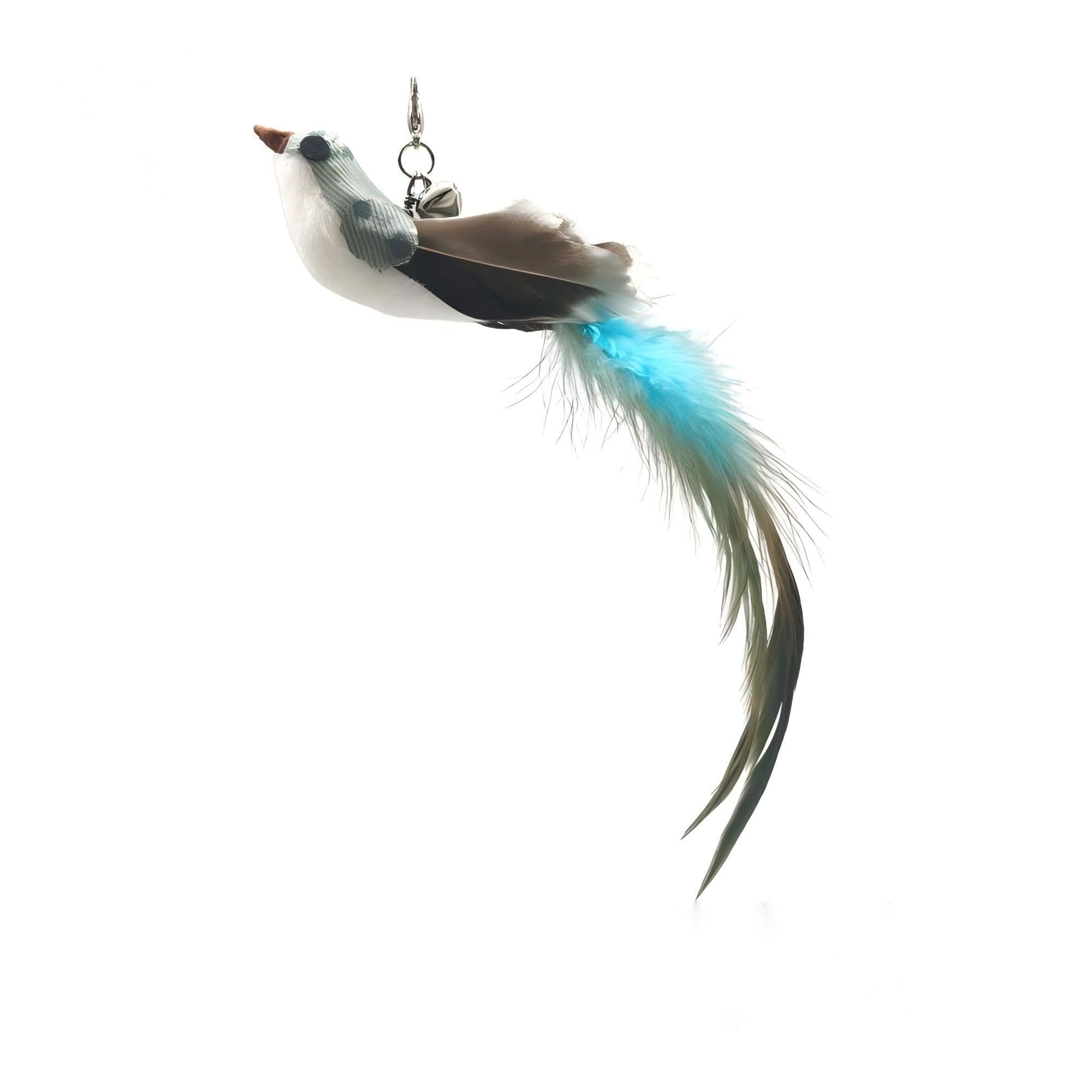 Cutie Paw Pal Deluxe Bird Replacement Heads For Cat Toys - Set Of 5 - Realistic Feather Designs Including Blue Floral, Two-Tone,